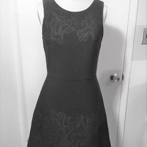 Vera Wang Black Neoprene Fit and Flare Cocktail Dress